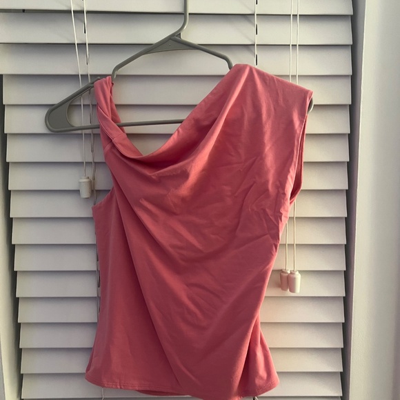 WORN ONCE Abercrombie Asymmetrical Cotton-Modal Twist Top - PINK, M - Picture 3 of 4